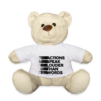 Taten sagen mehr als Worte - Motivationsgeschenk - Teddy - Weiß - Vorne