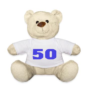 50. 50 ANS. 50e ANNIVERSAIRE. ANNIVERSAIRE 50 ANS. - Nounours - blanc - Devant