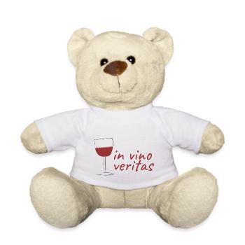 Wine enjoyment "In Vino Veritas" - Teddy Bear - white - Front