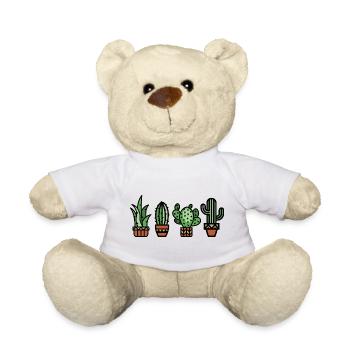 Cactus plante d’intérieur bande dessinée couleur botanique amour - Nounours - blanc - Devant