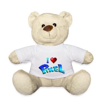 I love pixel - Teddy Bear - white - Front