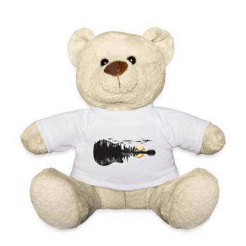 Guitare, Arbres, Forêt, Nature, Skyline, Soleil, Art, Musique - Nounours - blanc - Devant