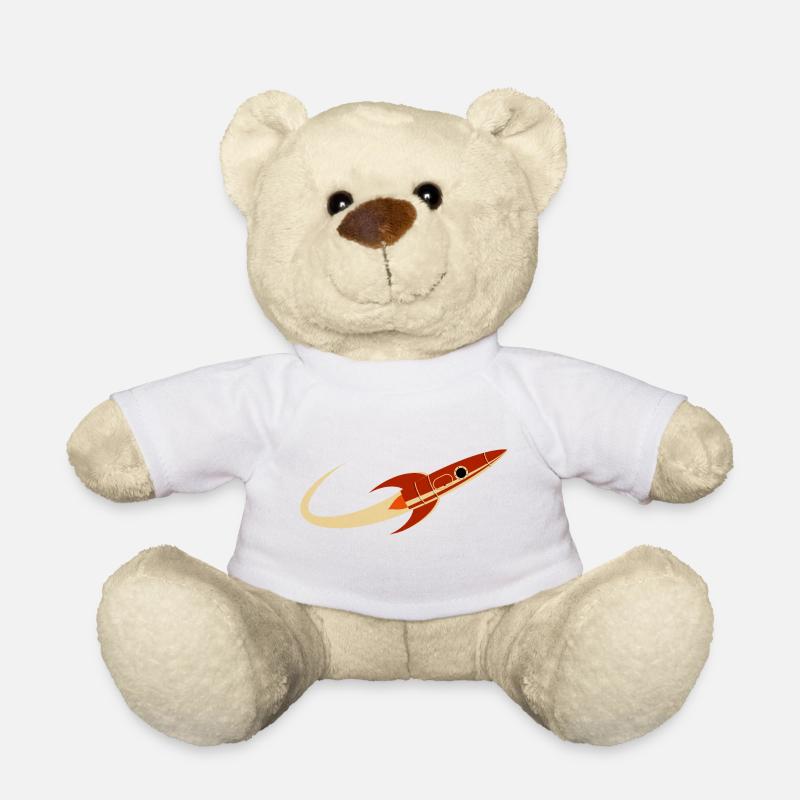 Fusée spatiale rouge - Nounours - blanc