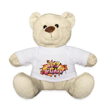 GRAFFITI HAPPY BIRTHDAY ORANGE - Teddy - Weiß - Vorne