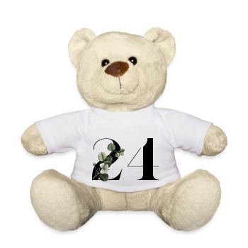 Numéro 24 floral vert -24e anniversaire floral - Nounours - blanc - Devant