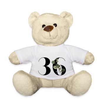 Nummer 36 Blumengrün - 36. Blumengeburtstag - Teddy - Weiß - Vorne