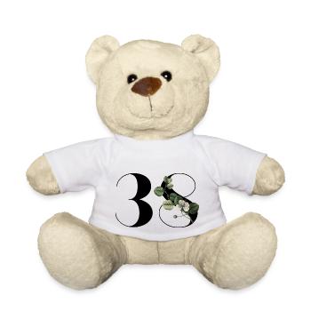 Nummer 38 Blumengrün - 38. Blumengeburtstag - Teddy - Weiß - Vorne