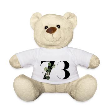 Numéro 73 floral vert - 73e anniversaire floral - Nounours - blanc - Devant