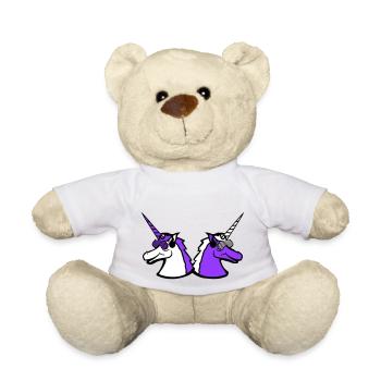 2 Coole DJ Einhörner Zwei Team Party Club Musik - Teddy - Weiß - Vorne