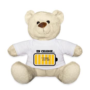 Battery at 75% charge - Teddy Bear - white - Front