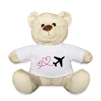Avion à 2 cœurs - Nounours - blanc - Devant