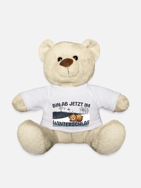 Bär im Winterschlaf Winter Schnee Geschenk Warm - Teddy - Weiß