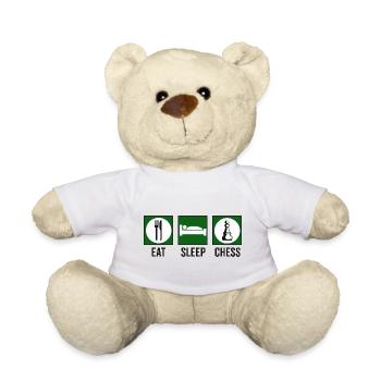 Eat Sleep Chess Schach Spruch Zitat - Teddy - Weiß - Vorne