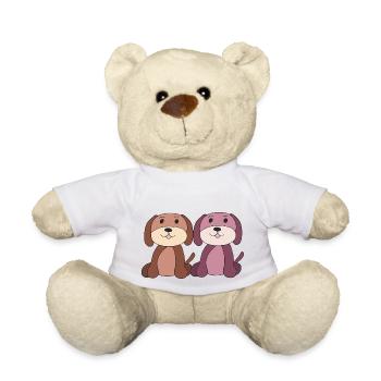 Deux Chiens Jeune Fille - Nounours - blanc - Devant