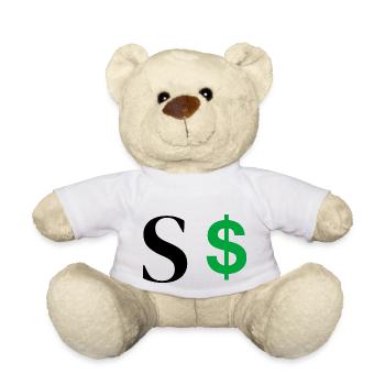 Lettre s dollar - Nounours - blanc - Devant