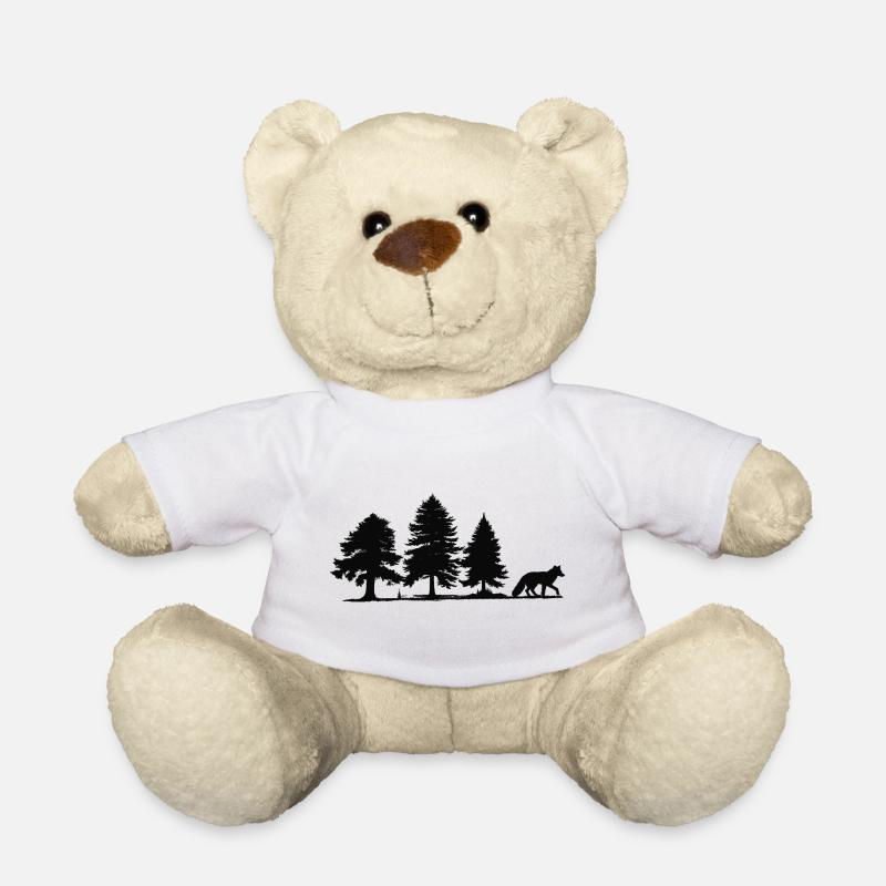 Forest Path Fox Silhouette - Teddy Bear - white
