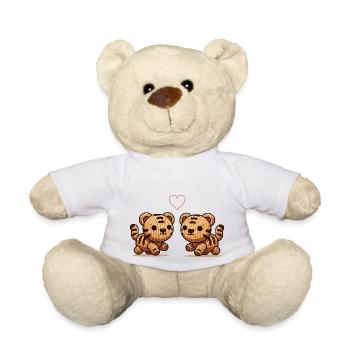 Tigre en bois couple amour - Nounours - blanc - Devant