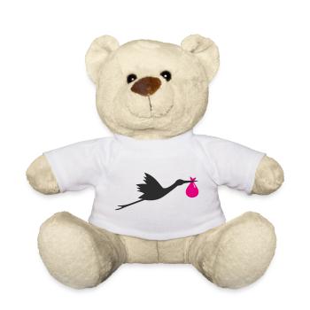 Klapperstorch Storch Mädchen rosa - Teddy - Weiß - Vorne