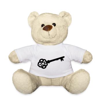 Verzierte Skelettschlüssel-Silhouette - Teddy - Weiß - Vorne