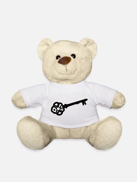 Verzierte Skelettschlüssel-Silhouette - Teddy - Weiß