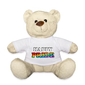 Pride Rainbow Text Design - Teddy Bear - white - Front