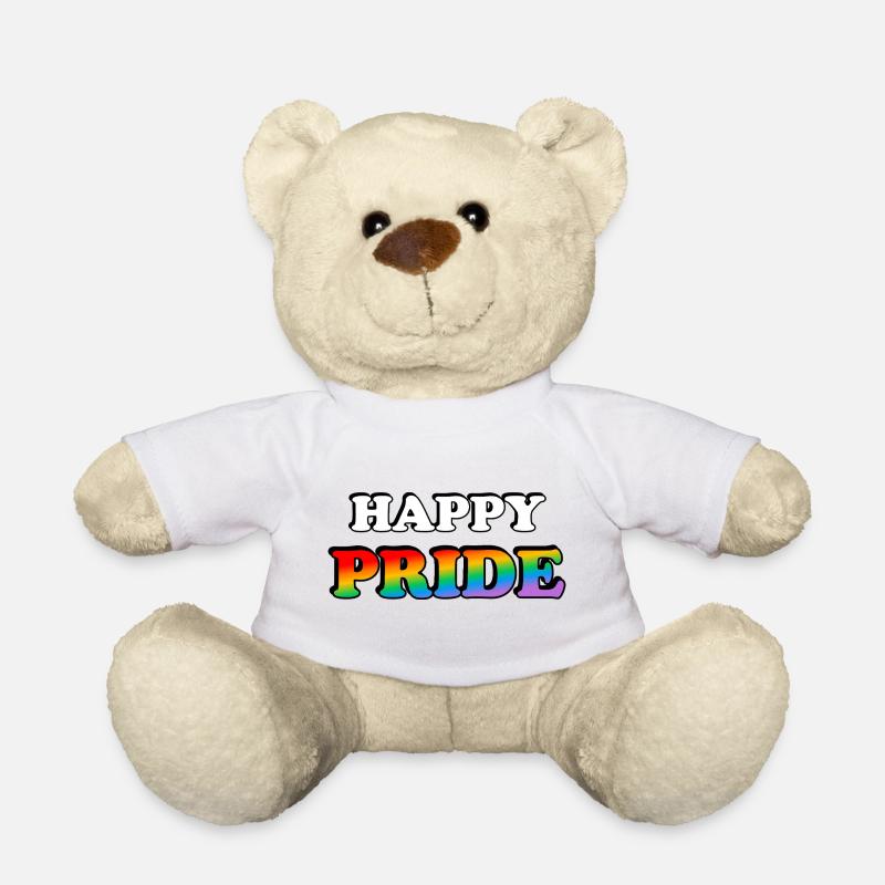 Pride Rainbow Text Design - Teddy Bear - white