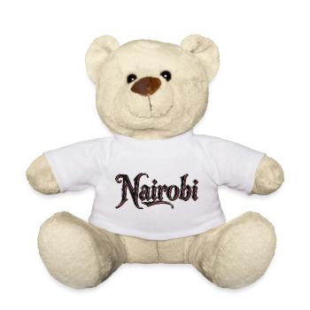 Nom de la ville de Naïrobi en style gothique - Nounours - blanc - Devant