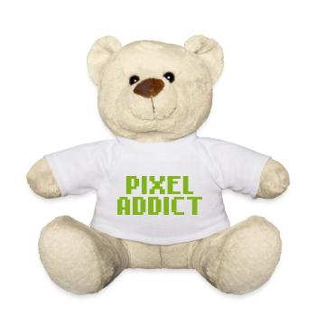 Pixel Addict geek rétro gaming - Nounours - blanc - Devant