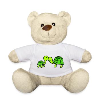 2 Schildkröten langer Hals küssen Paar Liebe Team - Teddy - Weiß - Vorne