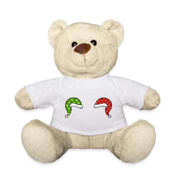 Lustige Weihnachtsmütze - Teddy - Weiß - Vorne