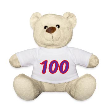 100. 100 ANS. 100e ANNIVERSAIRE. ANNIVERSAIRE 100  - Nounours - blanc - Devant