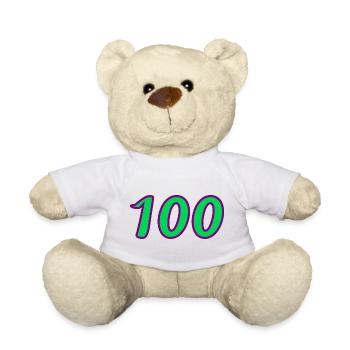 100. 100 JAHRE. 100-JÄHRIGES JUBILÄUM. GEBURTSTAG 100 - Teddy - Weiß - Vorne