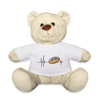 Rythme Cœur Rugby | Passion Ballon Ovale Sport - Nounours - blanc - Devant