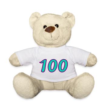 100. 100 JAHRE. 100-JÄHRIGES JUBILÄUM. GEBURTSTAG 100 - Teddy - Weiß - Vorne
