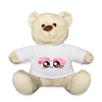 Aufkleber Valentinsaugen – Kawaii Love Eyes - Teddy - Weiß - Vorne