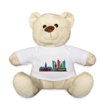 Die Haager Stadtsilhouette Binnenhof Moderne Linienkunst - Teddy - Weiß - Vorne