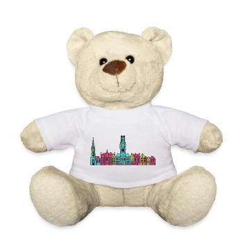 Brügge Stadtsilhuett Glockenturm Moderne Kunst - Teddy - Weiß - Vorne