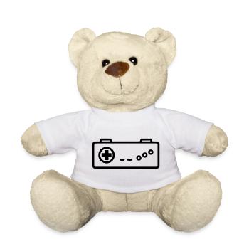 Retro Gamepad Outline Icon - Teddy Bear - white - Front