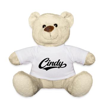 Cindy Name zuerst letzte Familiengeschenke - Teddy - Weiß - Vorne