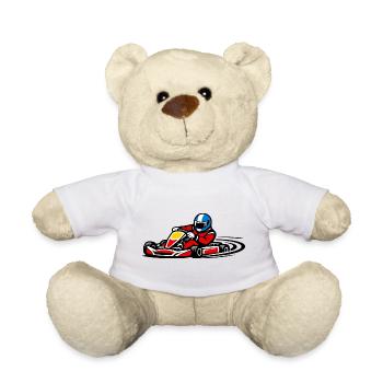 Red racing kart driver in speed sports - Teddy Bear - white - Front