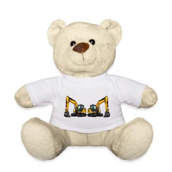 Bagger Fahrzeug Maschine - Teddy - Weiß - Vorne
