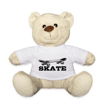 Skateboard | Skate | Skateboarder Gift - Teddy Bear - white - Front