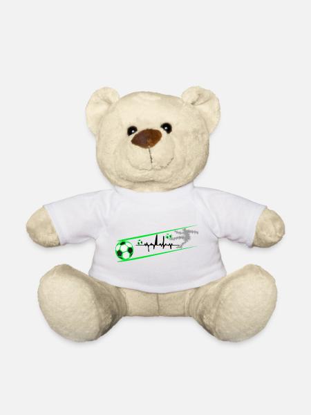Neon Fußball Herzwellen - Teddy - Weiß