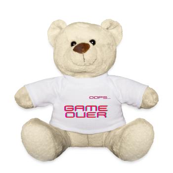 Glitch Neon Game Over Retro Arcade - Teddy Bear - white - Front