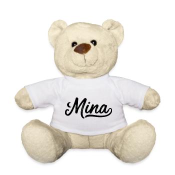 Mina Vorname Name Kalligrafie Mond Sterne Typo - Teddy - Weiß - Vorne