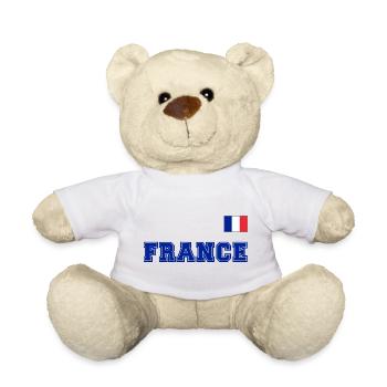 Frankreich Trikot Look - FRANCE mit Fahne Flagge - Teddy - Weiß - Vorne