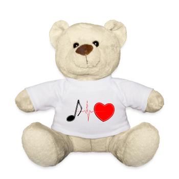 Music Heartbeat Lifeline – Romantisches Musik-T-Shirt - Teddy - Weiß - Vorne