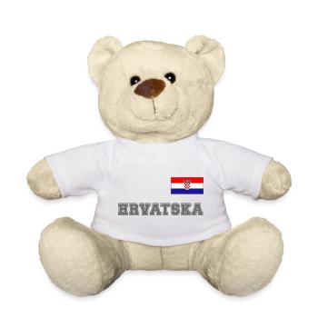 Kroatien Trikot Look – HRVATSKA mit Fahne Flagge - Teddy - Weiß - Vorne