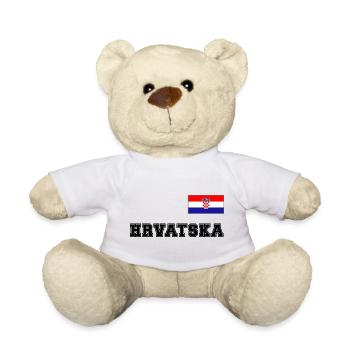 Kroatien Trikot Look – HRVATSKA mit Fahne Flagge - Teddy - Weiß - Vorne