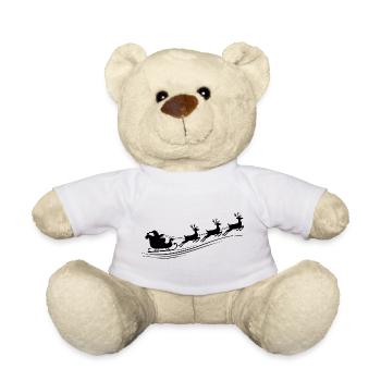 Santa Claus Sleigh Reindeer - Teddy Bear - white - Front
